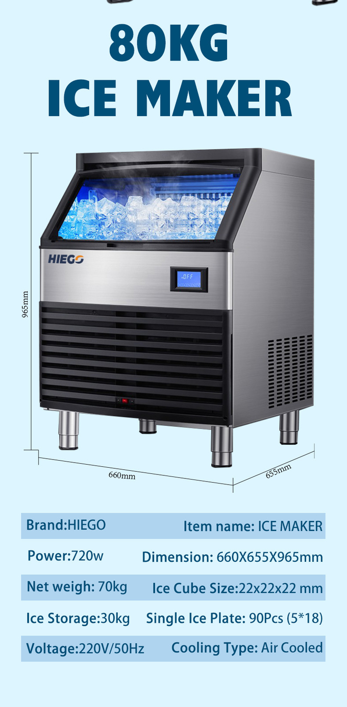Fabricante de gelo Nugget comercial 120 kg Resfriamento a ar de alta saída R404a Máquina de gelo automática 7