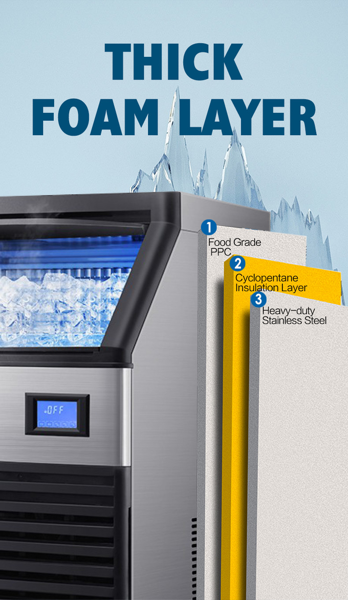 Máquina automática para fazer gelo em cubos Bolck de fluxo de água vertical de 80 kg 3
