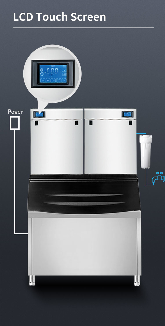 1000kg Máquina de Gelo Nugget Comercial Resfriamento a Ar 22mm Máquina de Gelo Transparente Automática 0