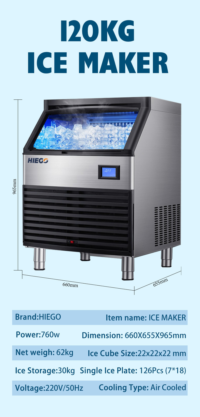 Máquinas de gelo comerciais 120 kg 24 horas para fabricação de cubos usados 10