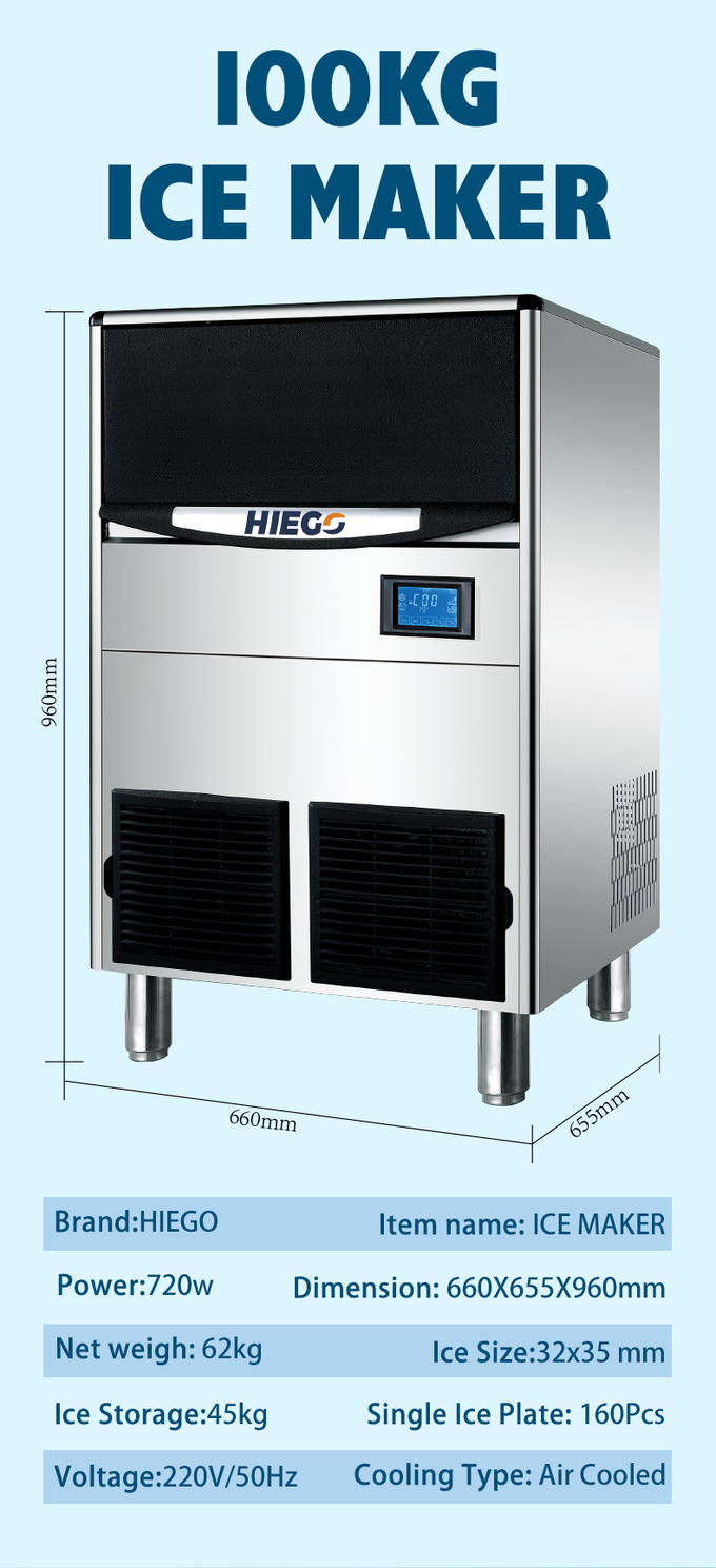 Fabricante de gelo Crescent 80kg/24h Resfriamento a ar portátil 80kg Máquina de gelo industrial 11