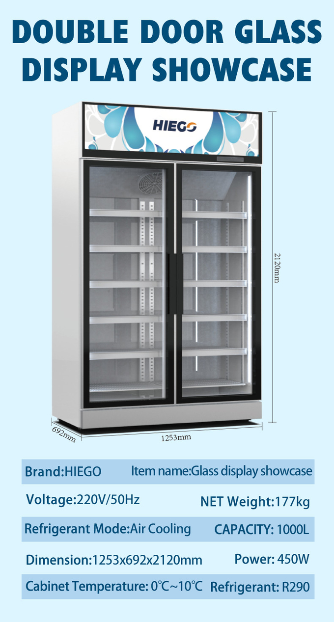 o único refrigerador de vidro da exposição da porta 368L refrigerou verticalmente o congelador vertical 9