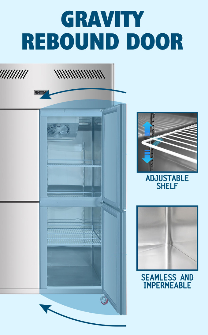1000 litros refrigerar ereto comercial do fã dos SS GN2/1 do armário do refrigerador 6
