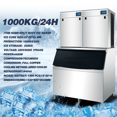 Máquina de fazer gelo em cubos de 1 tonelada Cristal 1000 kg/24 horas Máquina de fazer gelo de grande capacidade