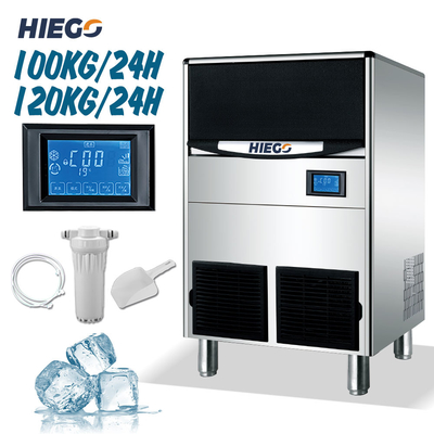 Barril de 100 KG Máquina de fazer gelo R404a Máquina de cubos de gelo comercial Resfriamento a ar