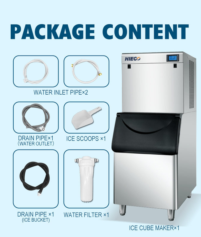 Máquina de gelo automática 250KG/24H 22x22x22mm Máquina de gelo comercial com caixa 150kg 10