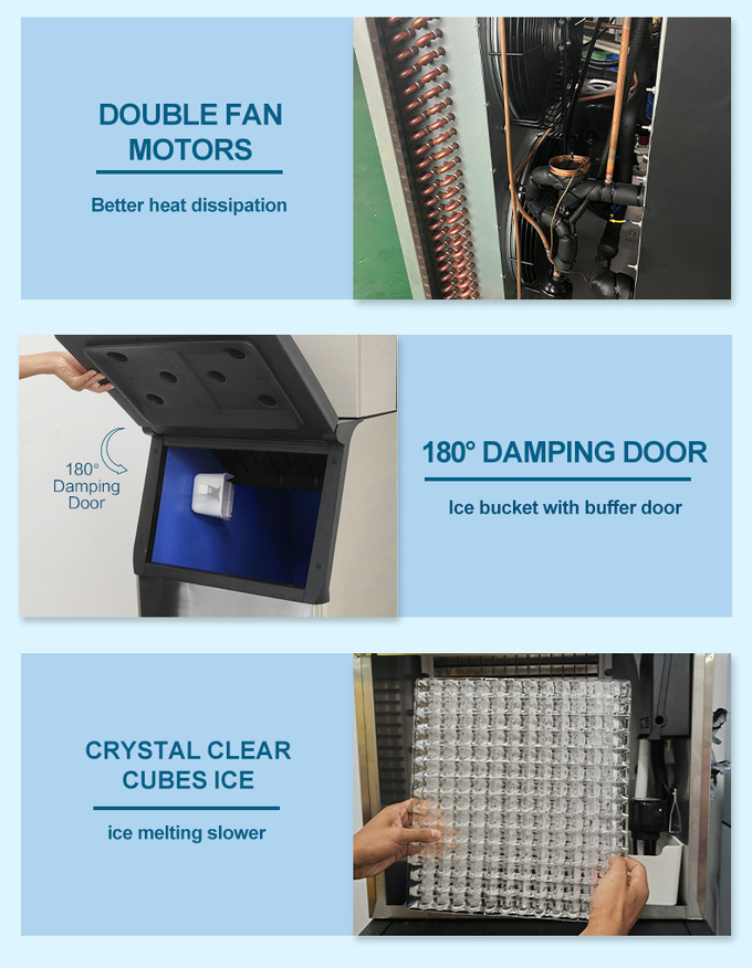 Fabricante de cubos de gelo comercial para freezer 400kg em aço inoxidável automático fabricante de bolas de gelo 3