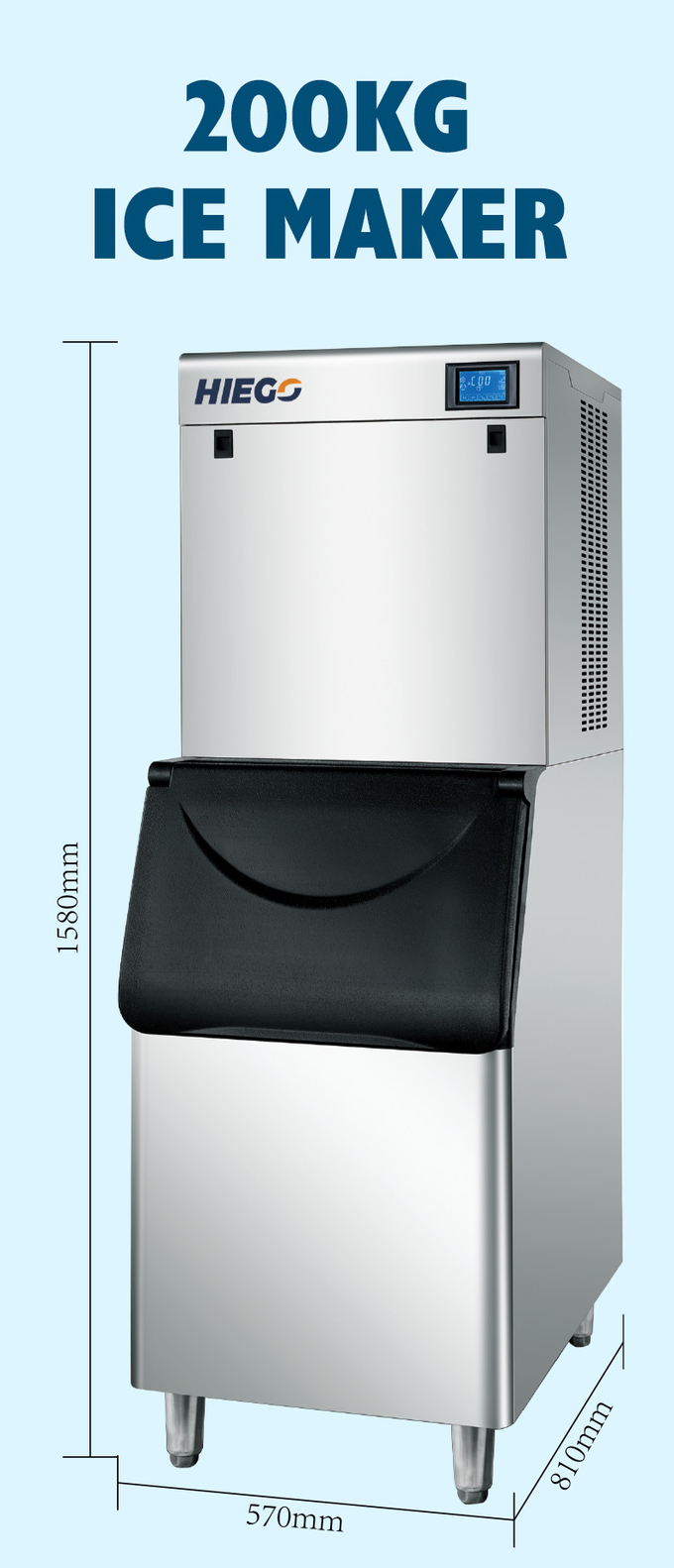 Máquina de gelo automática de 200 kg para fazer cubos de gelo R404a refrigerada a ar 7