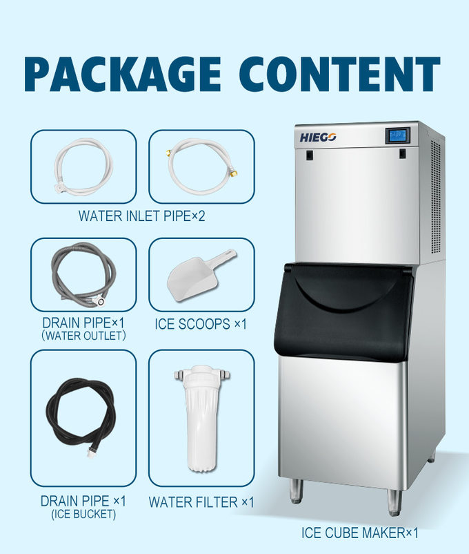 Máquina de gelo automática de 150 kg Armazenamento de 110 kg Refrigeração a ar Máquina de cubos de gelo comercial 9