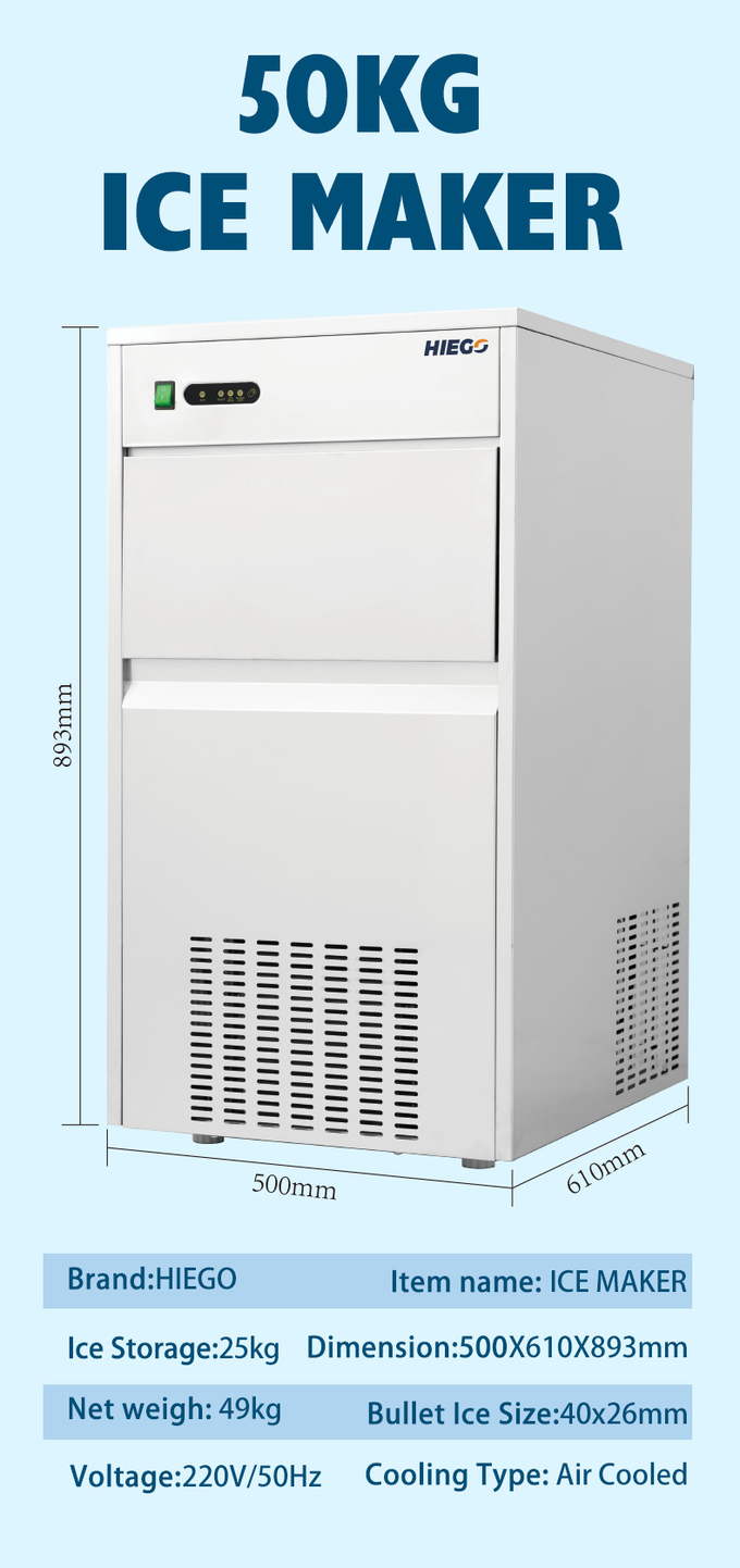 Máquina de gelo portátil de pepitas de 50 kg comercial automática fabricante de cubos de gelo 6