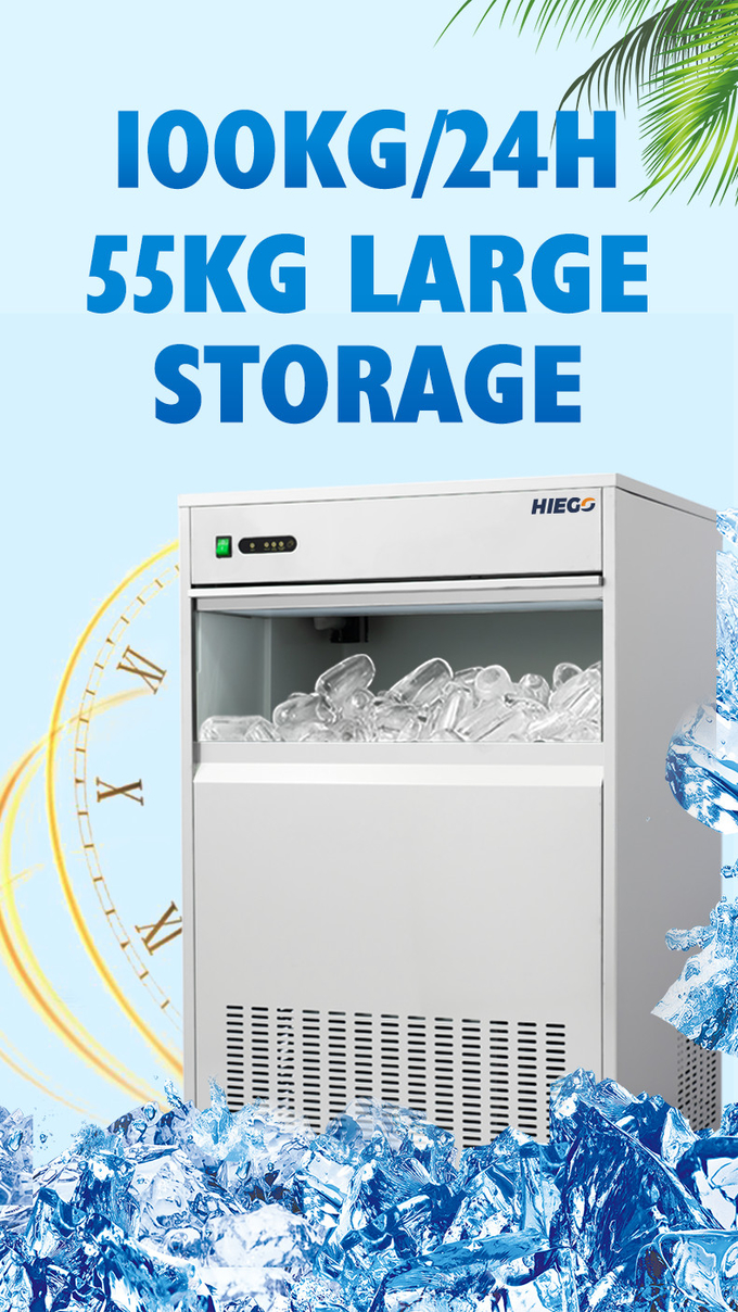 Máquina de Gelo para Cozinha 50kg Comercial Portátil Pellet Ice Machine R134a 5