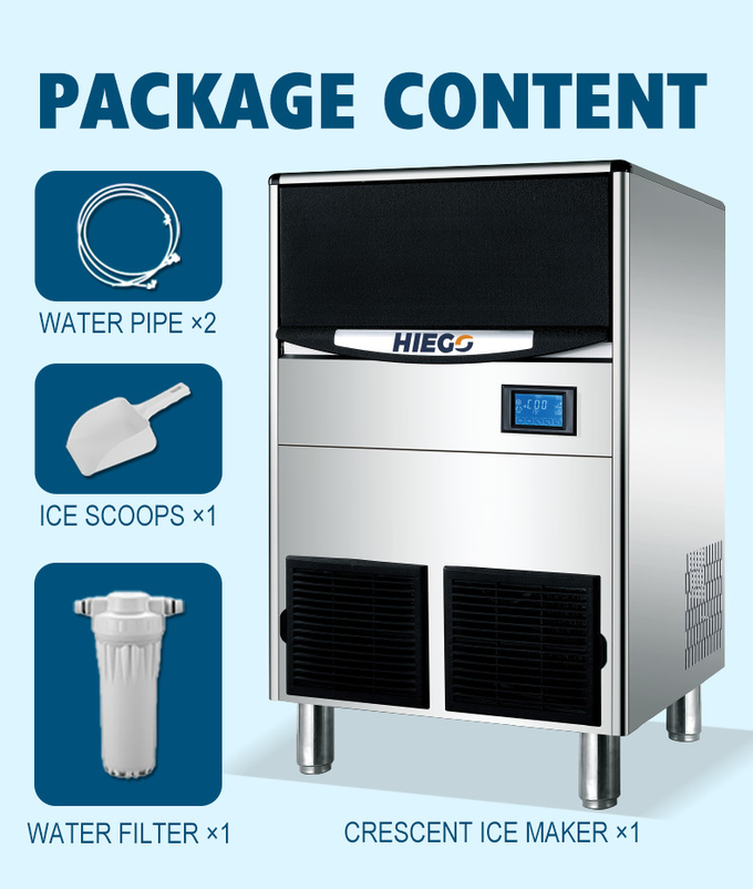Máquina de gelo crescente de 150 lb, máquina de gelo comercial em cubo com recipiente 70 lb 8