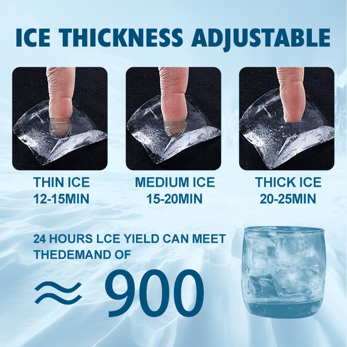 Máquina de gelo portátil em forma de lua de 60 kg, máquina de gelo refrigerada a ar de 25 kg para bar doméstico 9