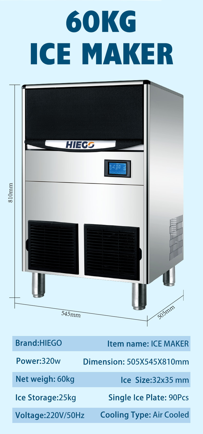 Máquina de gelo portátil em forma de lua de 60 kg, máquina de gelo refrigerada a ar de 25 kg para bar doméstico 0