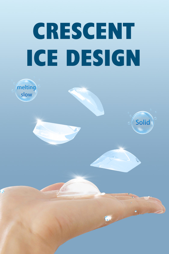 Máquina de gelo portátil em forma de lua de 60 kg, máquina de gelo refrigerada a ar de 25 kg para bar doméstico 3