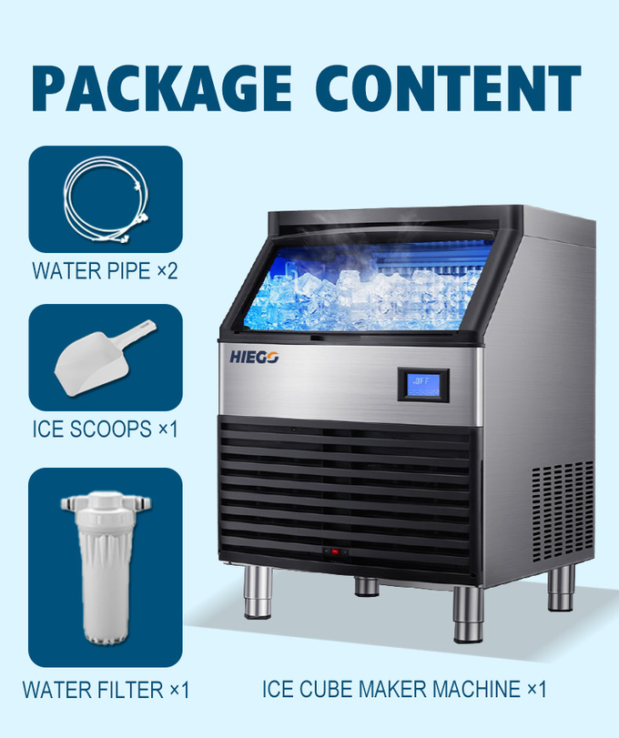 Máquina de fazer cubos de gelo de 80,90 kg de alto rendimento e grau alimentício Máquina de fazer gelo totalmente automática de 120 kg e 100 kg 5