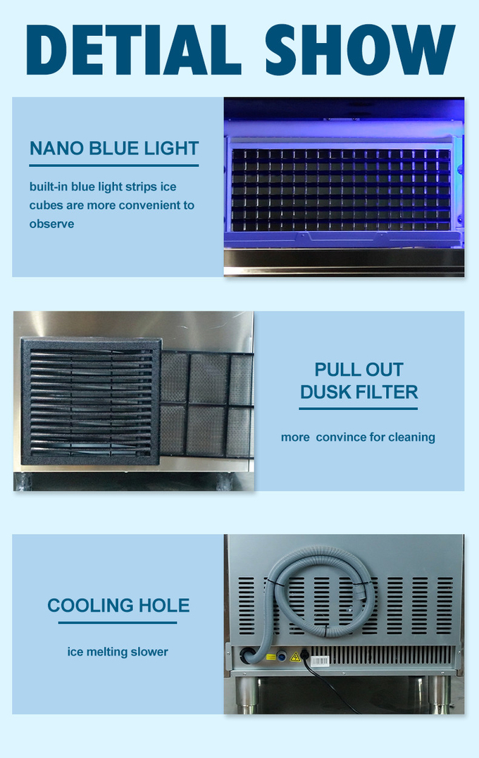 Fabricante de gelo Nugget comercial 120 kg Resfriamento a ar de alta saída R404a Máquina de gelo automática 6