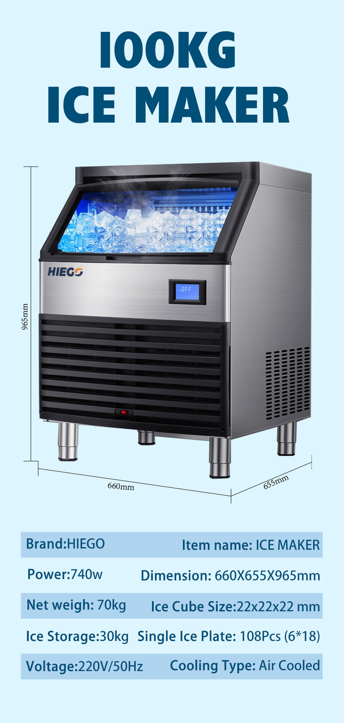 Fabricante de gelo Nugget comercial 120 kg Resfriamento a ar de alta saída R404a Máquina de gelo automática 8
