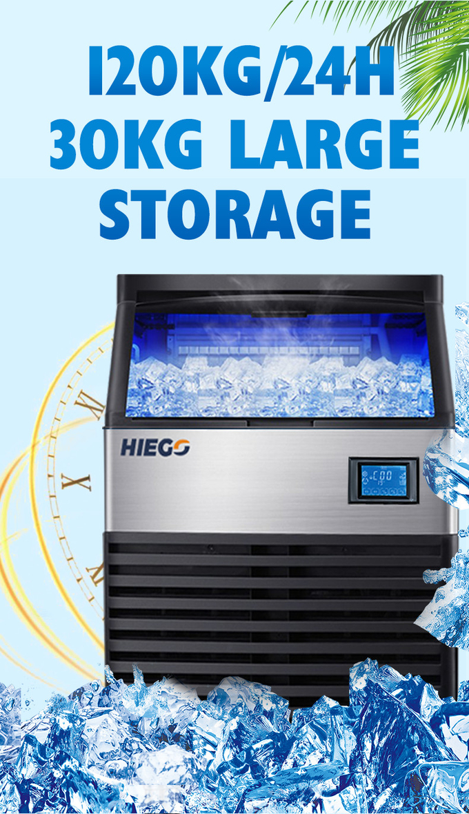 Máquina de gelo automática 120kg 22mm bancada fabricante de cubos de gelo R404 6