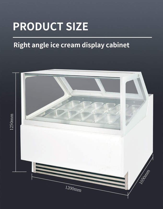 Armário de exibição de sorvete vertical, armário de imersão de sorvete de bancada curva dura 2
