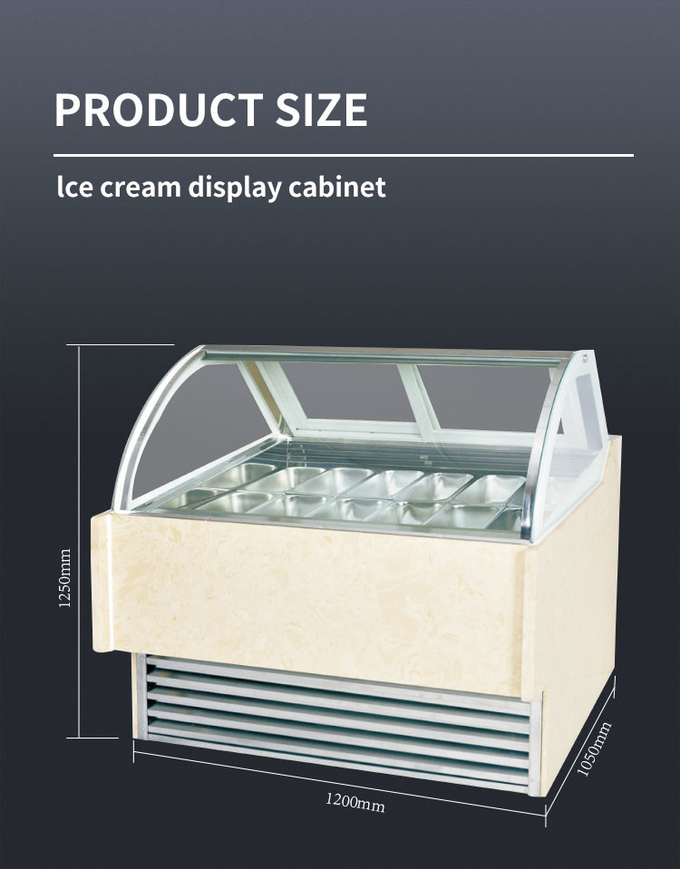 Unidade de exibição de sorvete comercial 50-60 Hz Gelato Dipping Armário 5
