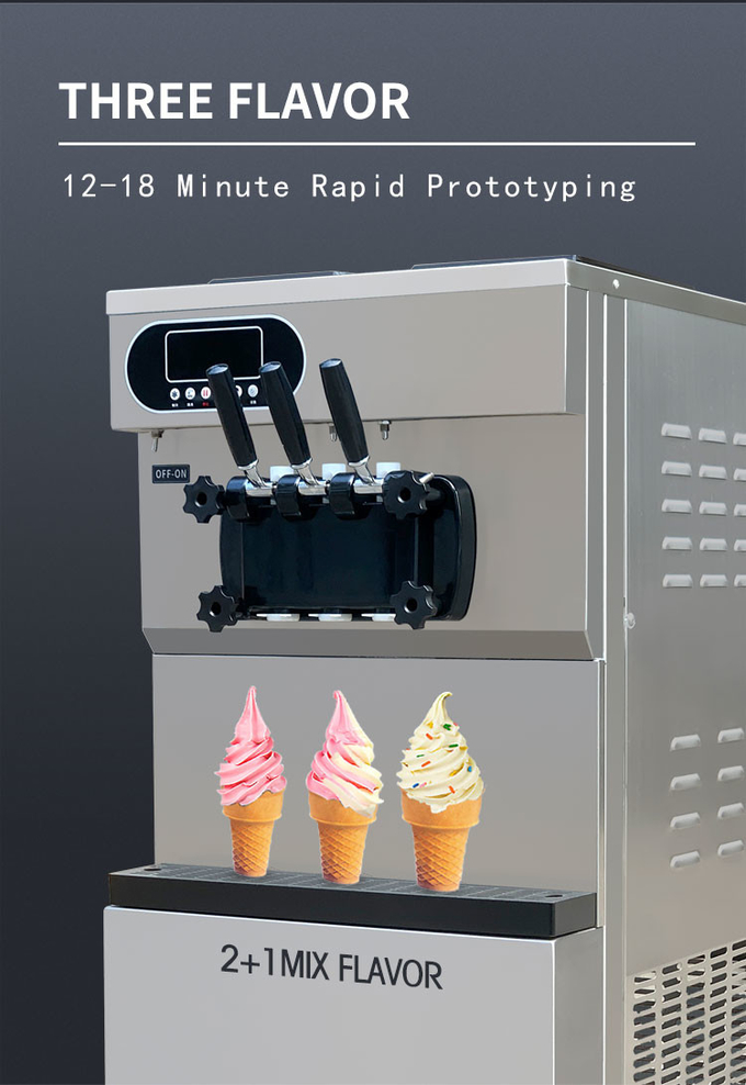 Fabricante de rolos de sabor 3 em aço inoxidável 25L Desktop comercial máquina de sorvete 5