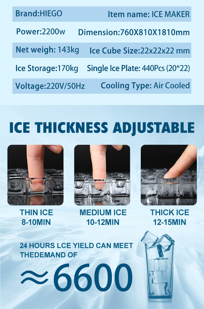 Máquina automática de cubos de gelo de 500 kg para bebidas geladas Winner máquina de gelo transparente 7
