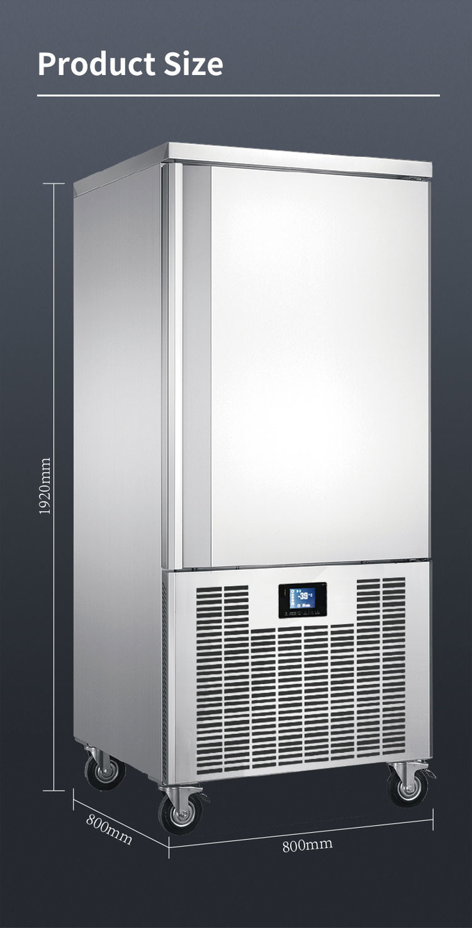 Congelador de congelamento rápido de 15 bandejas, refrigerador de congelamento comercial de 1500 w 11