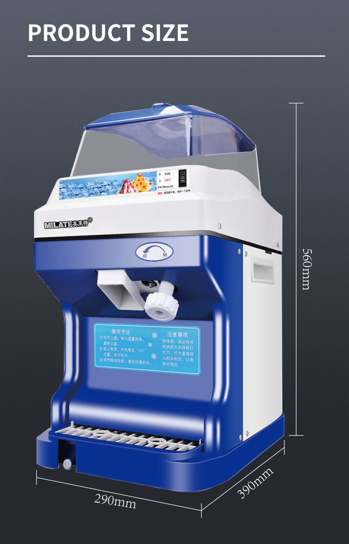 Tremonha triturador de gelo comercial fabricante de cone de neve 320 rpm máquina de gelo automática 6