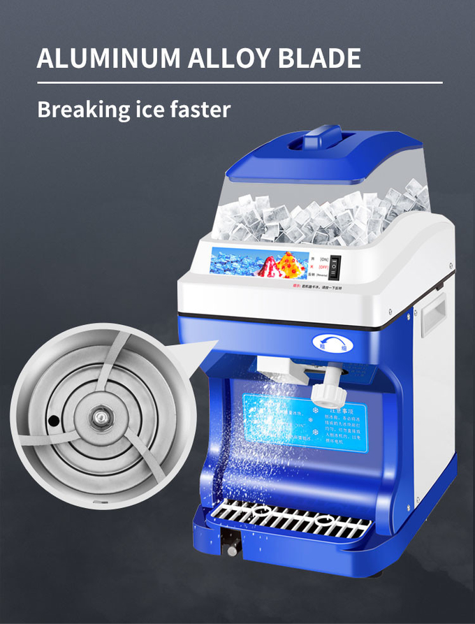 Máquina de barbear de gelo elétrica 300 W para cone de neve de mesa com textura de gelo ajustável para uso doméstico e comercial 5