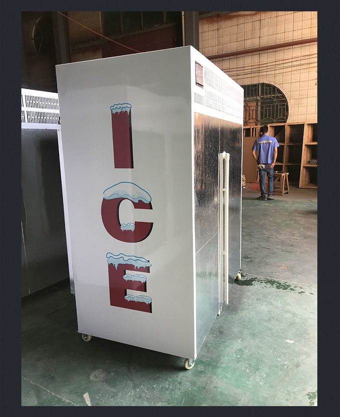 Comercializador de gelo externo de aço inoxidável PVC Display congelador R404a 6