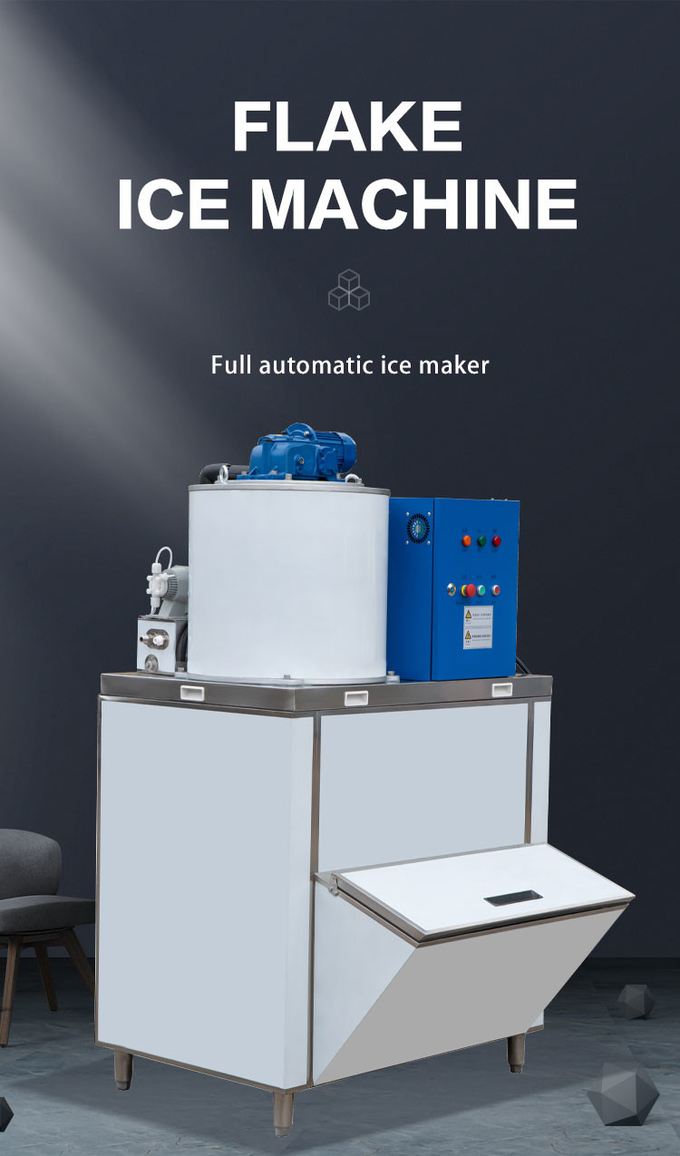 Máquina de gelo em flocos 300kg 500kg R404a Máquina de cone de neve comercial 0