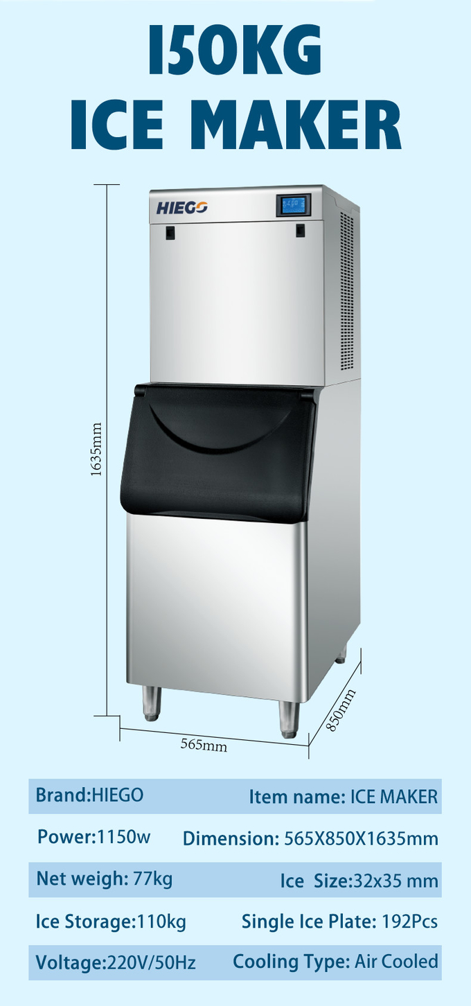 Máquina de gelo Crescent 200kg Barra de bebidas Máquina de fazer gelo para café Resfriamento a ar 10