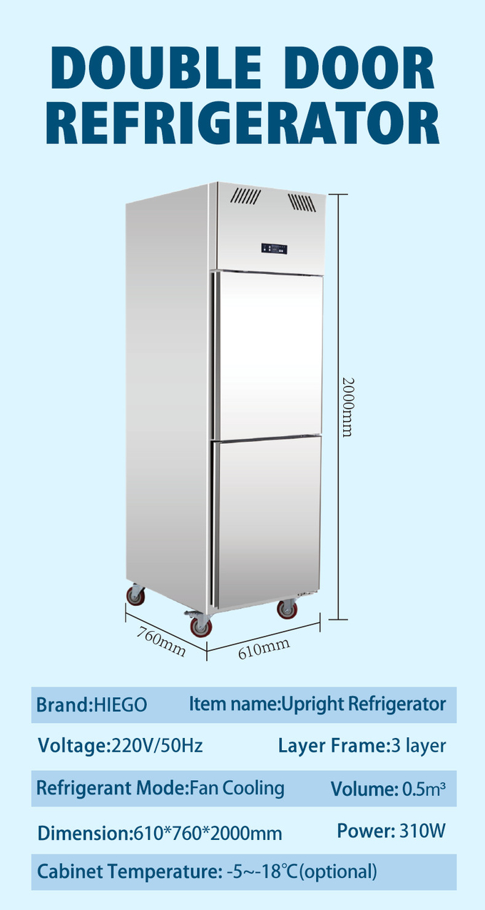 refrigerador 500L ereto comercial para o equipamento da cozinha do restaurante do hotel 8