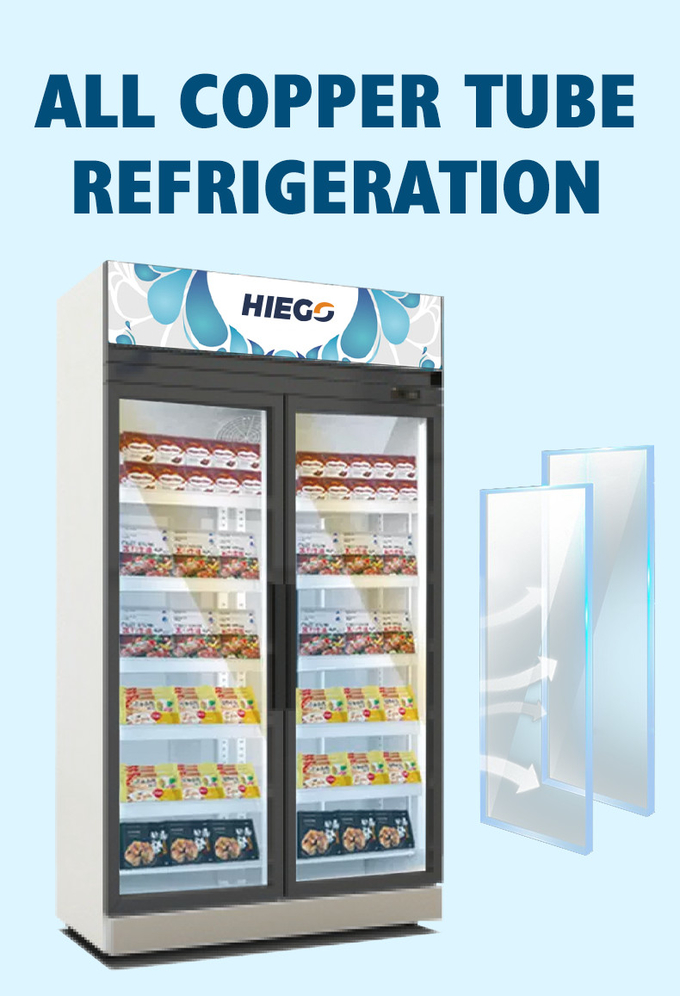 Temperatura de vidro dobro do refrigerador 980L R290 da exposição da porta refrigerar de ar única 4